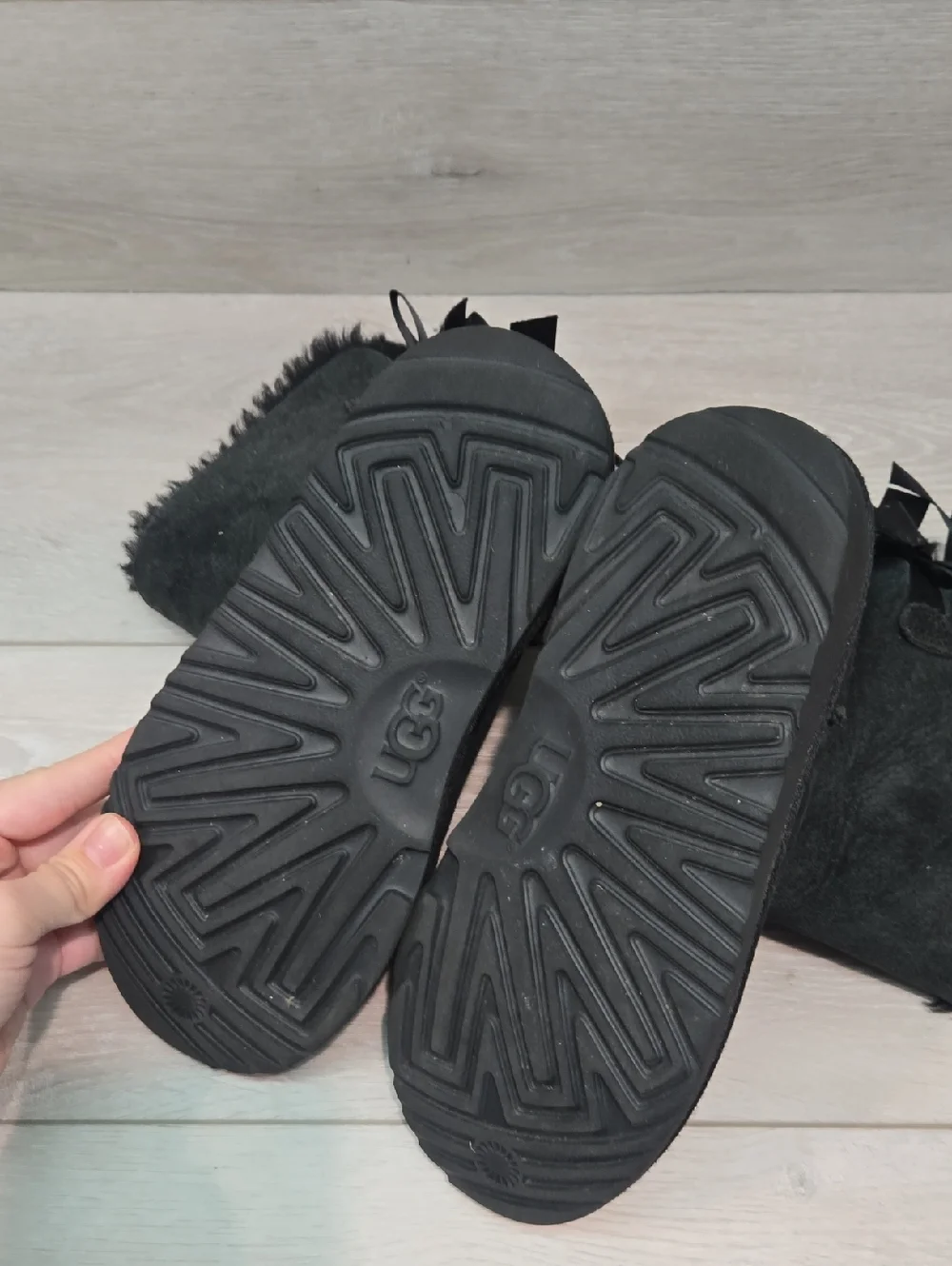 Ugg Australia Big Girl Black Shearling Lined Suede Winter Boots Shoes Sz 3